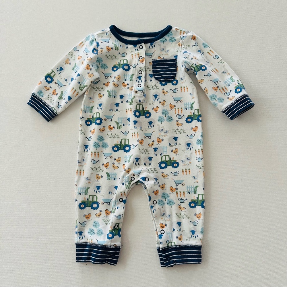 Gymboree 6-12 Months Farm Tractor Print One Piece Romper Spring Summer